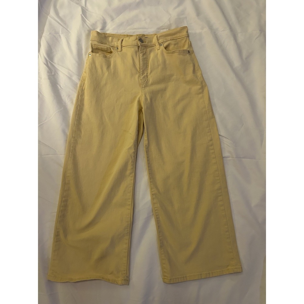 Banana Republic Jeans Womens 30/10 Wide Leg, Flare Leg, Crop, Light Yellow Denim